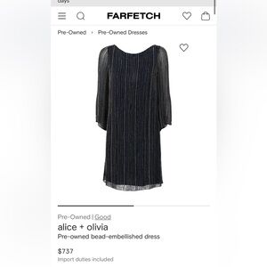 Alice + Olivia Navy Striped Long Sleeve Dress